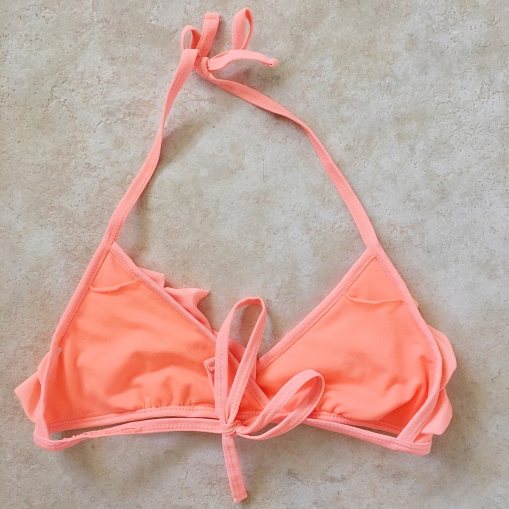 🌸 Coral Ruffle Triangle Bikini Top - Picture 2 of 3